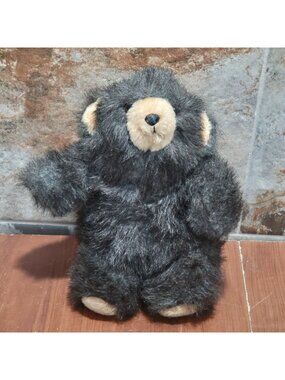 Vintage Princess Soft Toys Black Bear Plush Stuffed Animal
